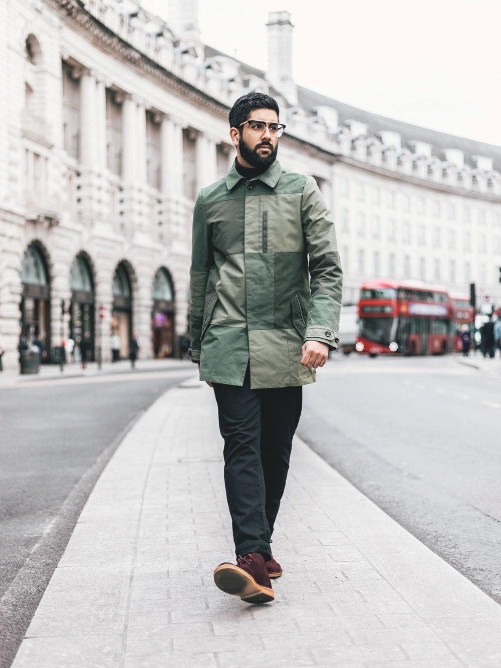 Scotch & Soda Men’s Medium Green Patchwork Trench/Mac Coat 100% Cotton